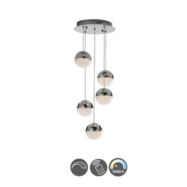 Colgante led SPHERE 5 luces dimable con mando