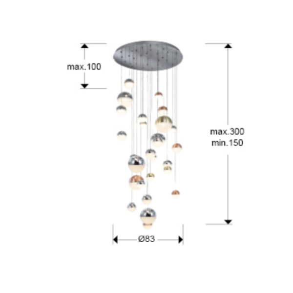 Colgante led SPHERE 27 luces CCT dimable bluetooth app - Imagen 4