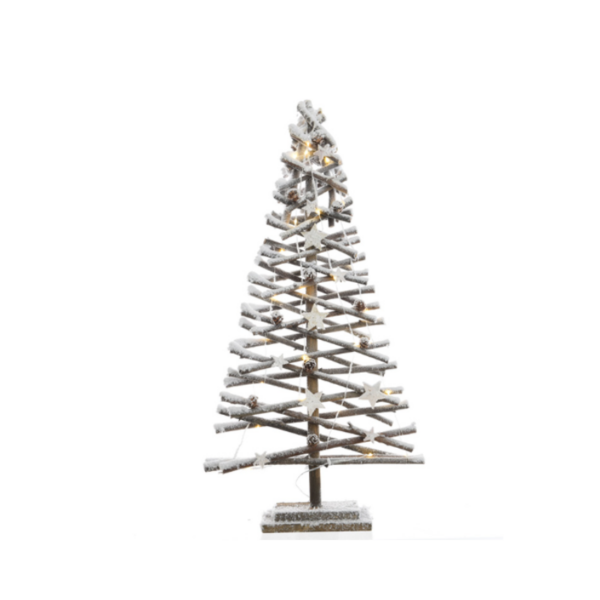 Árbol de navidad nevado de rattan micro led