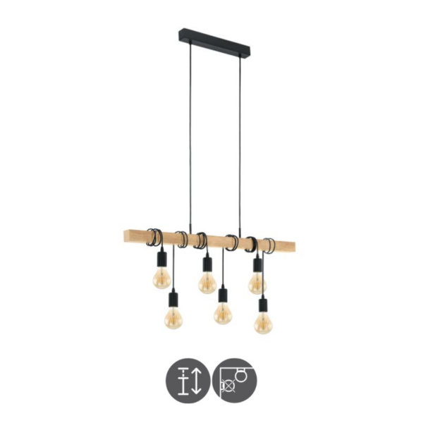 Lámpara de techo colgante TOWNSHEND 6 luces negro