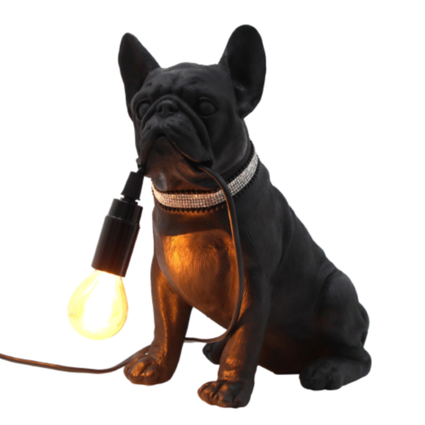 Lámpara decorativa de bulldog de resina