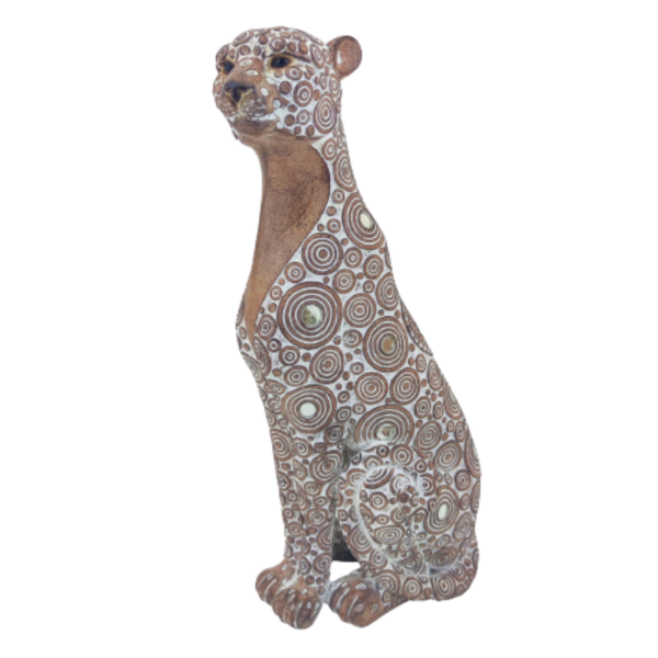 Figura de leopardo pequeño decorativo de resina