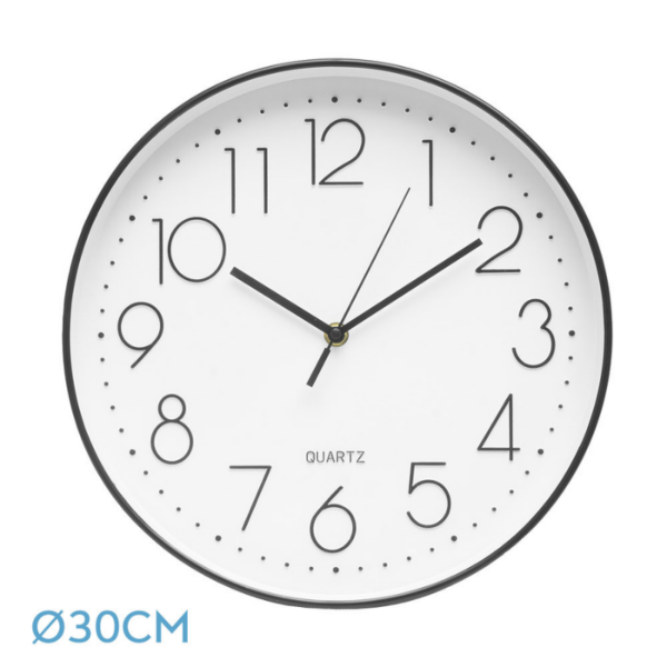 Reloj de pared TIEMPO negro 30cm diámetro