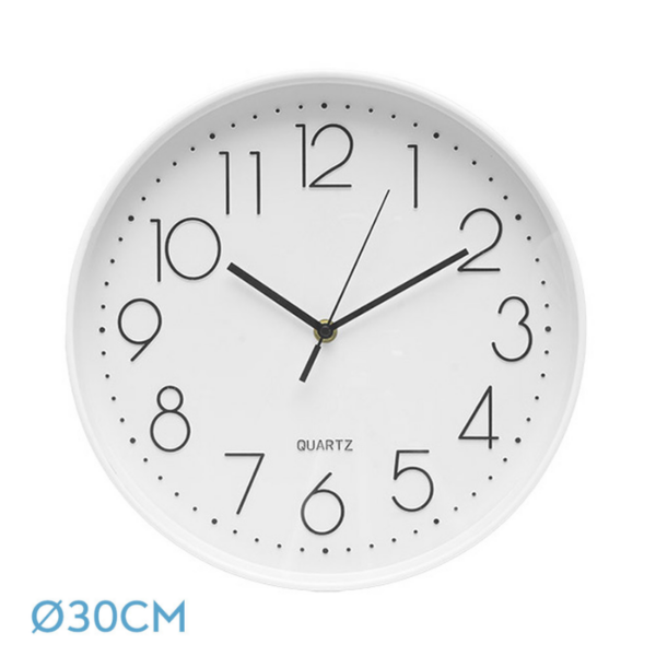 Reloj de pared TIEMPO blanco 30cm diámetro