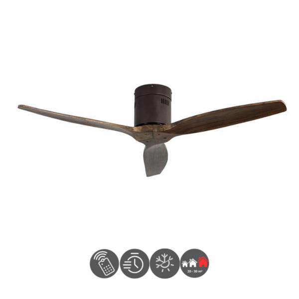 Ventilador AGUILÓN marrón - roble 132cm