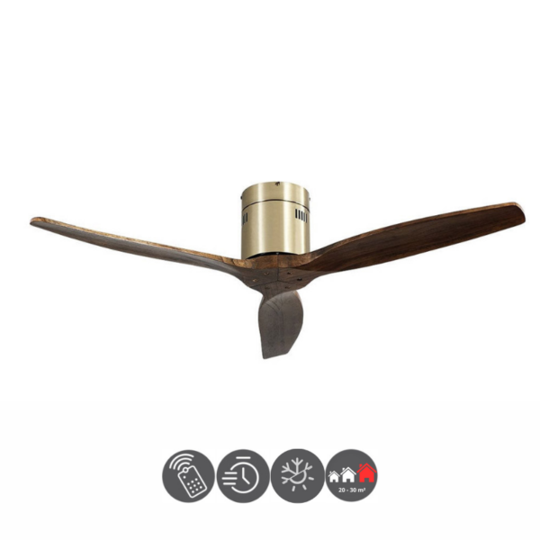 Ventilador AGUILÓN oro - roble 132cm