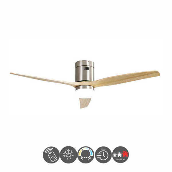 Ventilador AGUILÓN níquel - haya 132cm