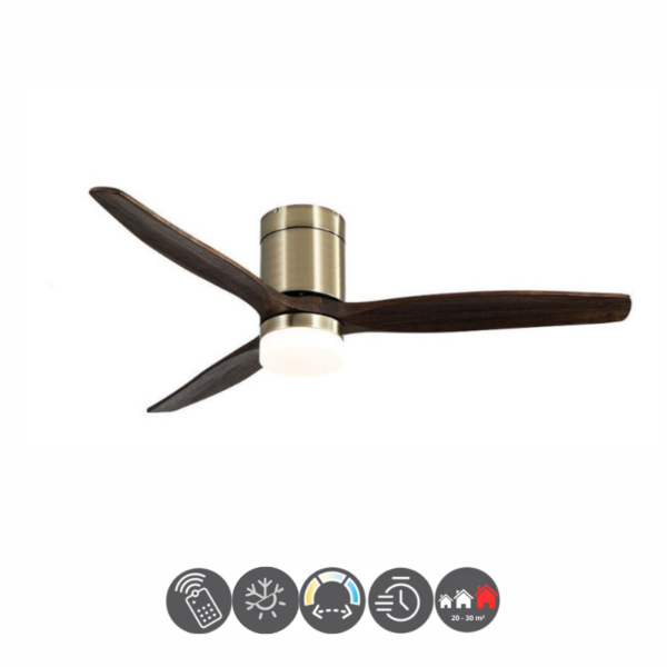 Ventilador AGUILÓN oro - roble 132cm