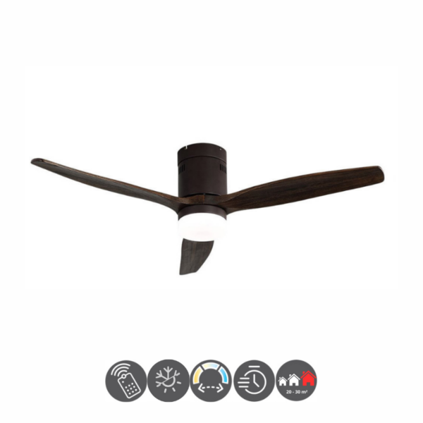 Ventilador AGUILÓN marrón - roble 132cm