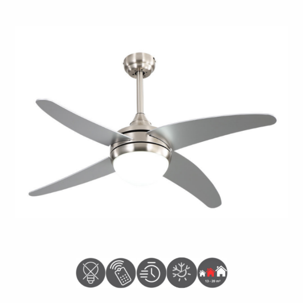 Ventilador KLOD níquel - plata 117cm