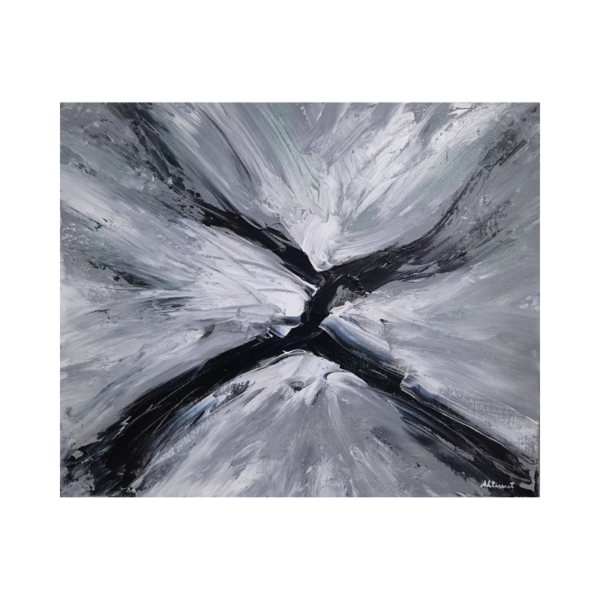 Cuadro abstracto MANCHAS en blanco y negro Carlos Altisent 40x50 cm