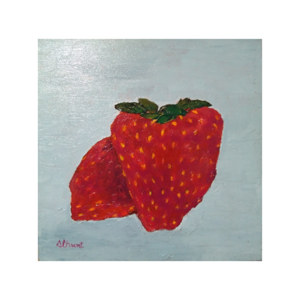 Cuadro FRUTAS fresas en relieve Carlos Altisent 30x30 cm