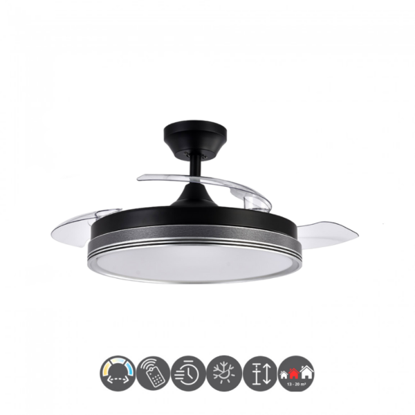 Ventilador ESCARCHA 107cm negro gris