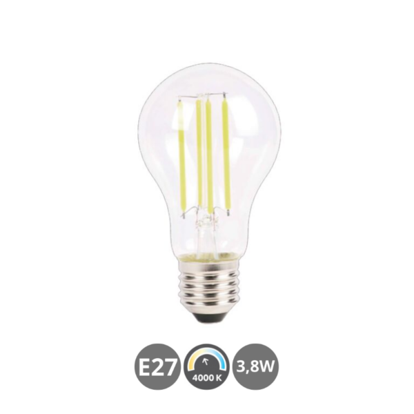 Bombilla LED E27 3,8W 4000K transparente