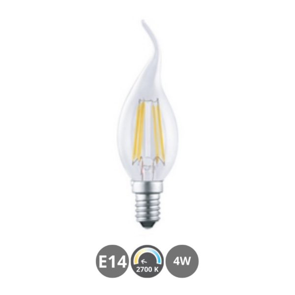 Bombilla LED E14 4W 2700K vela decorativa filamento