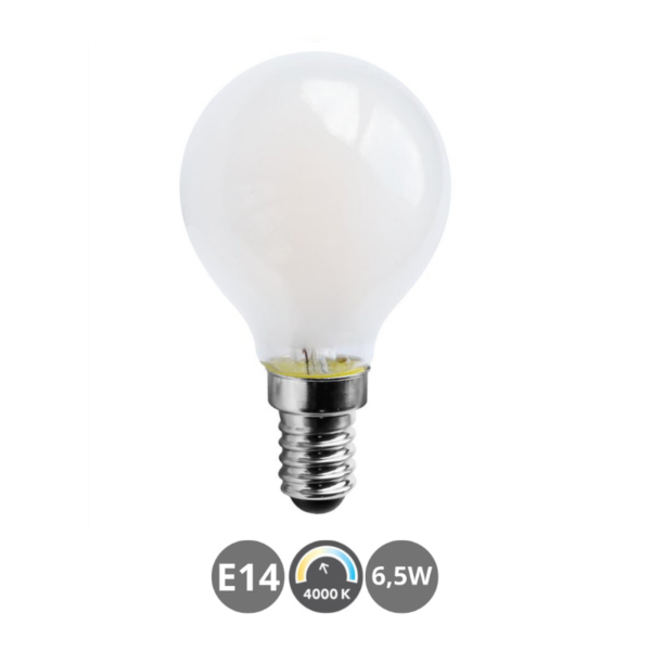 Bombilla LED E14 6,5W 4000K opal esférica