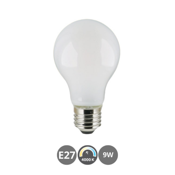 Bombilla LED E27 9W 4000K opal estándar