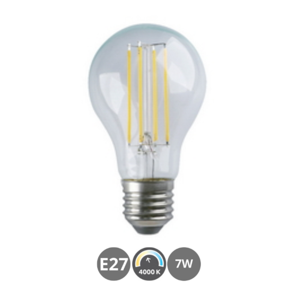 Bombilla LED E27 7W 4000K estándar filamento