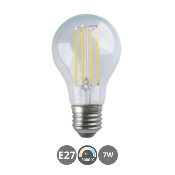 Bombilla LED E27 7W 3000K estándar filamento