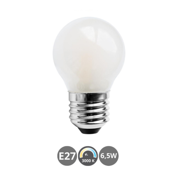 Bombilla LED E27 6,5W 3000K opal esférica