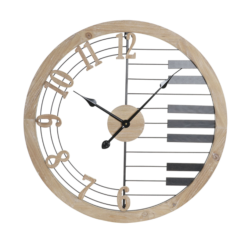 Reloj de pared PIANO 60cm diámetro madera