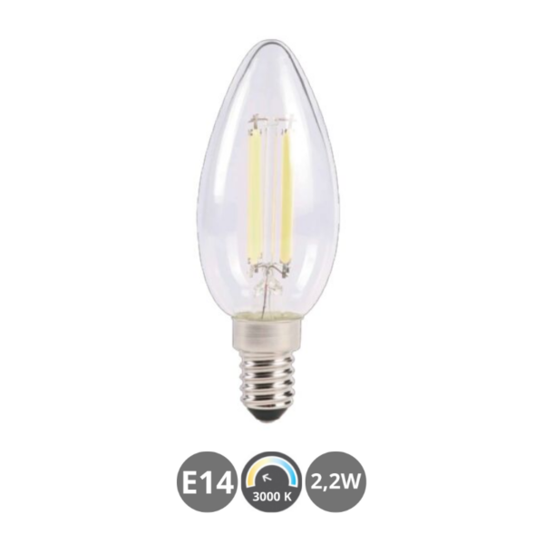 Bombilla LED E14 2,2W 3000K transparente