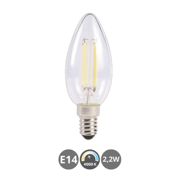 Bombilla LED E14 2,2W 4000K transparente