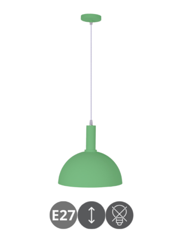 Lámpara colgante HAGEN E27 metal verde