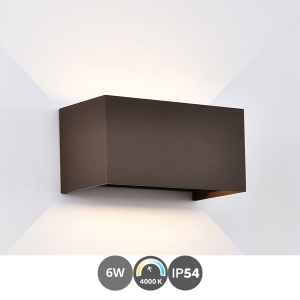 Aplique led DAVOS DOBLE rectangular 4000k corten