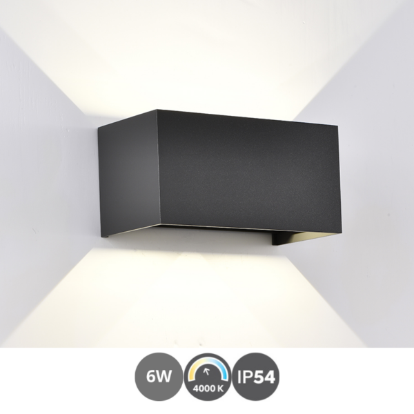 Aplique led DAVOS DOBLE rectangular 4000k negro arenado