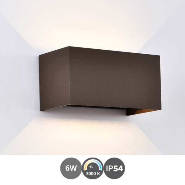 Aplique led DAVOS DOBLE rectangular 3000k corten