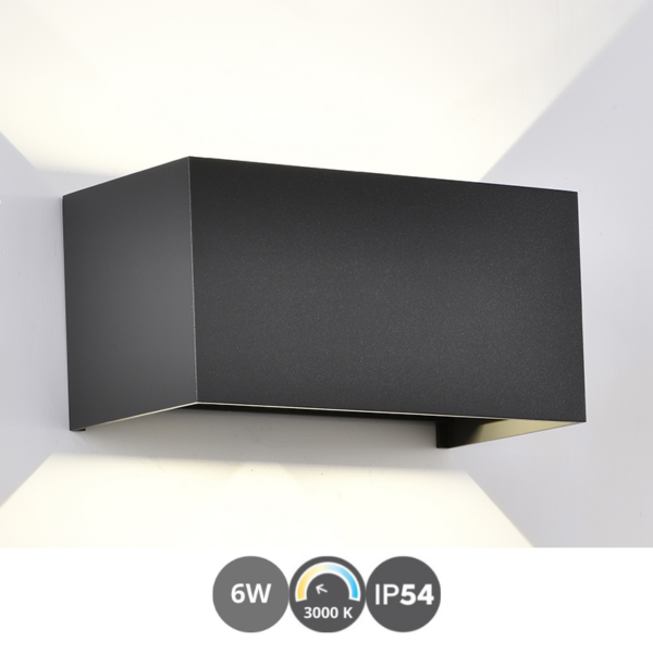 Aplique led DAVOS DOBLE rectangular 3000k negro arenado