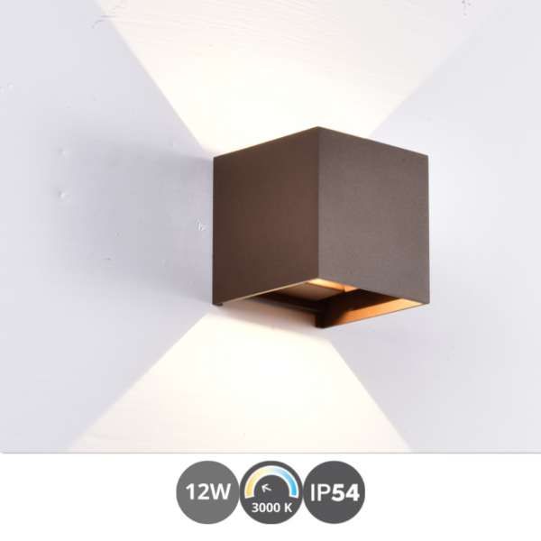 Aplique led DAVOS cuadrado 3000k corten