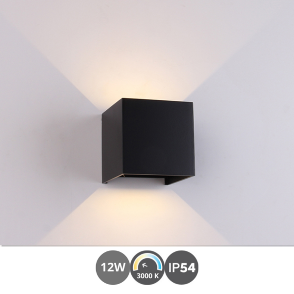 Aplique led DAVOS cuadrado 3000k negro arenado