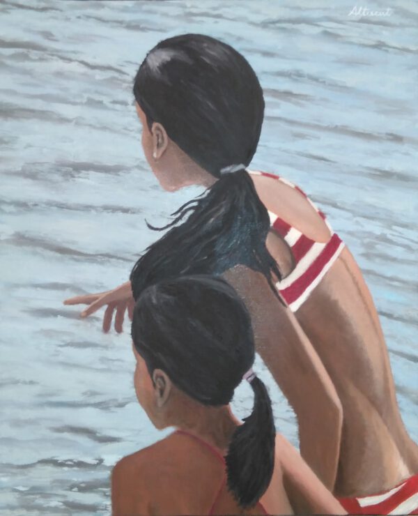 Cuadro NIÑAS MIRANDO EL MAR Carlos Altisent 75×60 cm - Imagen 3