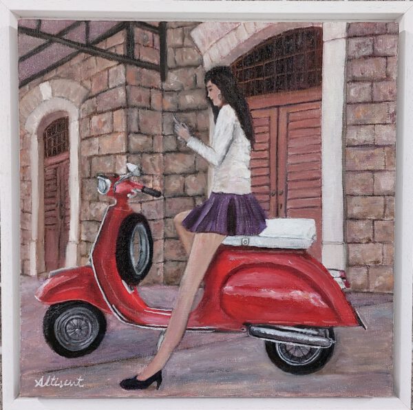 Cuadro Joven en MOTO Carlos Altisent 34×34 Cm - Imagen 4