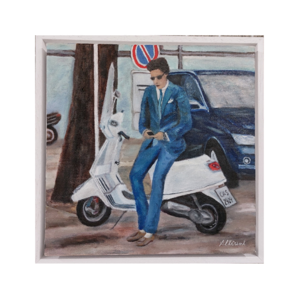 Cuadro Joven en MOTO Carlos Altisent 34×34 Cm