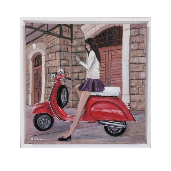 Cuadro Joven en MOTO Carlos Altisent 34×34 Cm