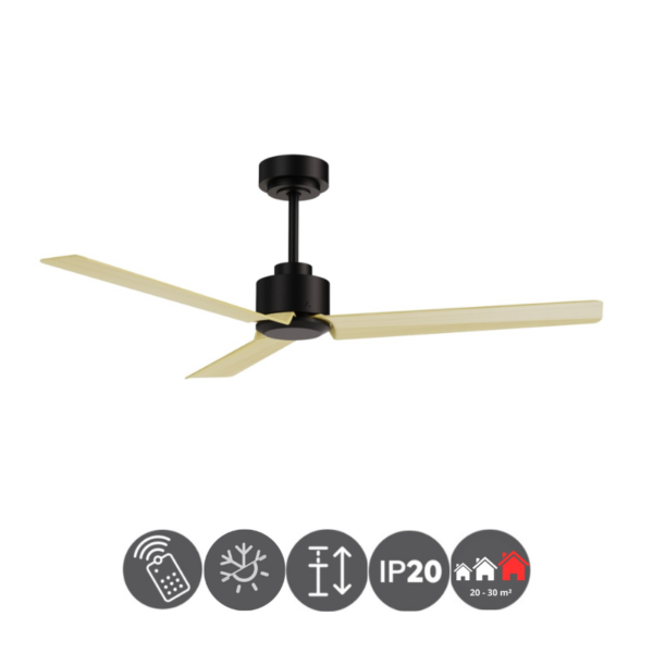 Ventilador Anne 127cm negro-madera clara