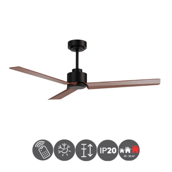 Ventilador Anne 127cm negro-madera oscura