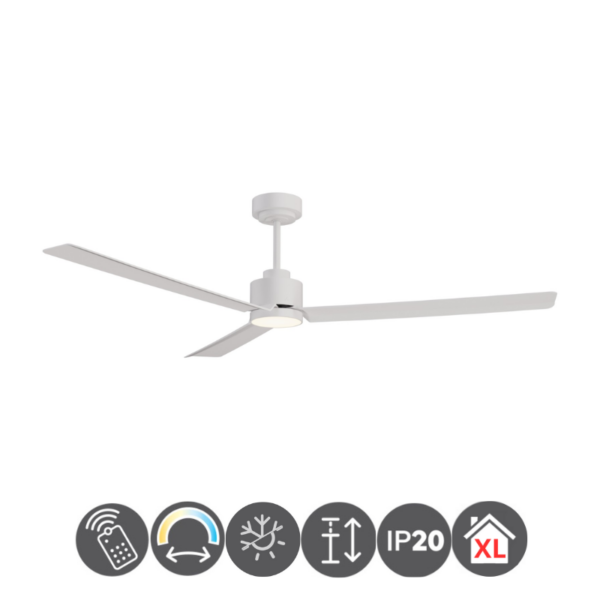 Ventilador Anne XL con luz 160cm blanco