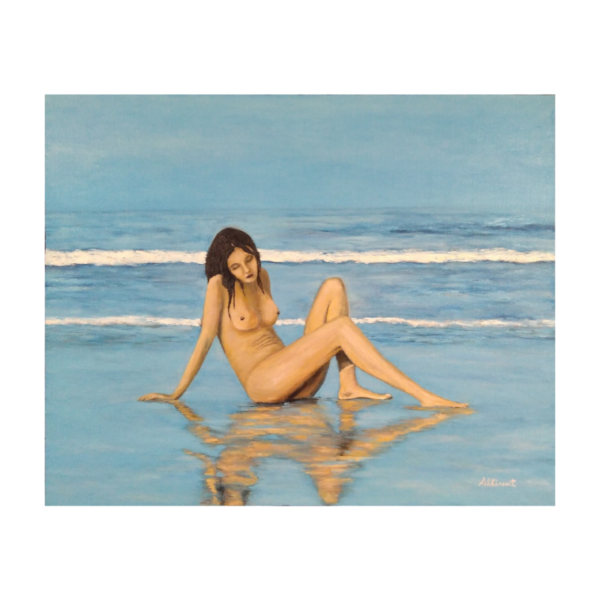 Cuadro MUJER DESNUDA en la playa Carlos Altisent 65×80 cm