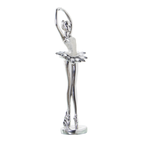 Figura BAILARINA resina plateada 30cm - Imagen 3