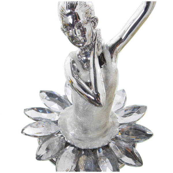 Figura BAILARINA resina plateada 30cm - Imagen 4