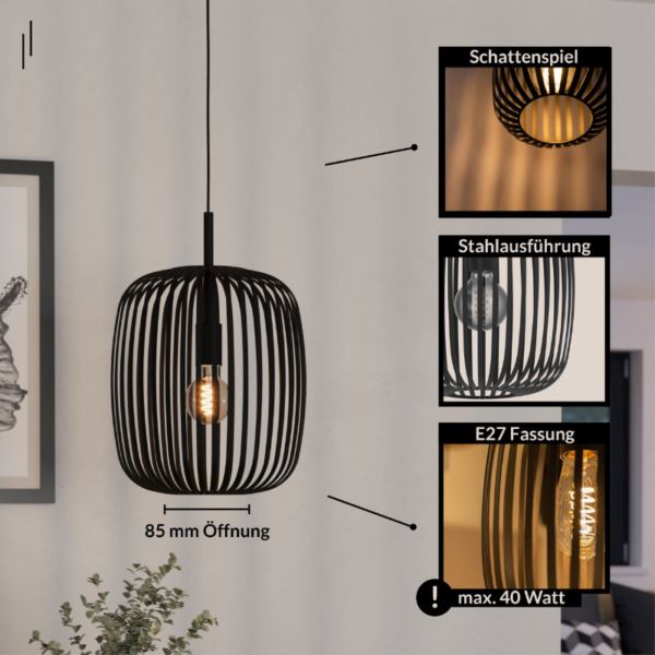 Colgante ROMAZZINA E27 negro - Imagen 2